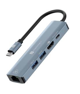 Portronics Mport 51 (5-in-1) Type-C Hub with 5 Ports - Grey
