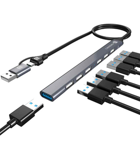 Portronics Mport 7 (7-in-1) USB to Type-C Hub with 7 Ports - Grey