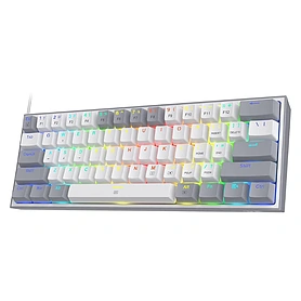 Redragon Fizz K617 60 Wired Mechanical Keyboard with Red Switches - White and Grey