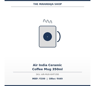 Air India Ceramic Coffee Mug 350ml