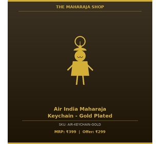 Air India Maharaja Keychain - Gold Plated