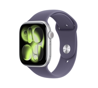 Apple Watch Series 11 GPS + Cellular 42mm Silver Aluminium Case with Purple Fog Sport Band - S/M