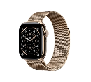 Apple Watch Series 11 GPS + Cellular 46mm Gold Titanium Case with Gold Milanese Loop - S/M
