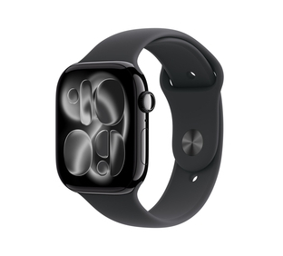 Apple Watch Series 11 GPS 42mm Jet Black Aluminium Case with Black Sport Band - S/M