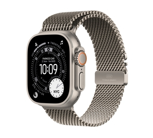 Apple Watch Ultra 3 GPS + Cellular 49mm Natural Titanium Case with Natural Titanium Milanese Loop - Medium