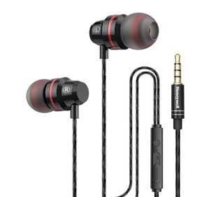Honeywell Moxie V50 Wired Earphones with Passive Noise Cancellation - Black