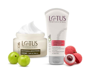 Lotus Professional Phytorx Whitening & Brightening Cream with SPF 25 PA- 50g & Whitening & Brightening Face Wash - 80g (Set of 2)