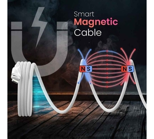 Portronics Maglink CL 27W Type C to 8 Pin Magnetic Coiled Cable - White