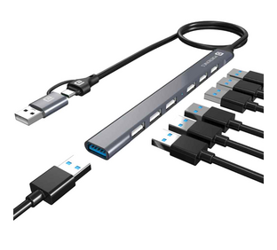 Portronics Mport 7 (7-in-1) USB to Type-C Hub with 7 Ports - Grey