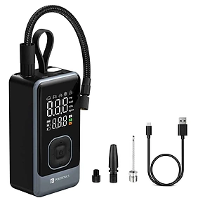 Portronics Vayu 8.0 Digital Rechargeable Tyre Inflator with 150 PSI for Car and Bike - Black