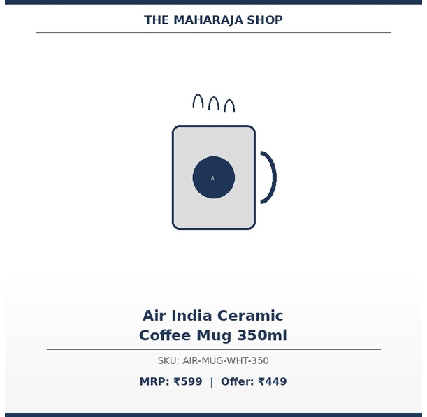 Air India Ceramic Coffee Mug 350mlB