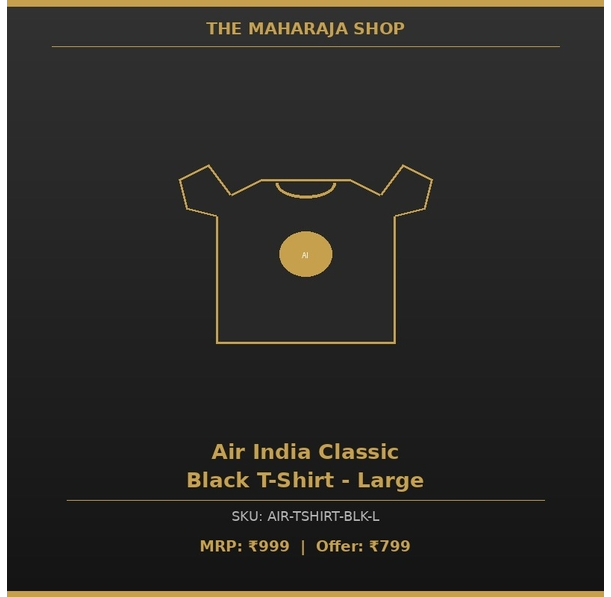Air India Classic Black T-Shirt - LargeA