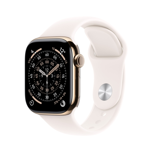 Apple Watch Series 11 GPS + Cellular 42mm Gold Titanium Case with Light Blush Sport Band - S/M