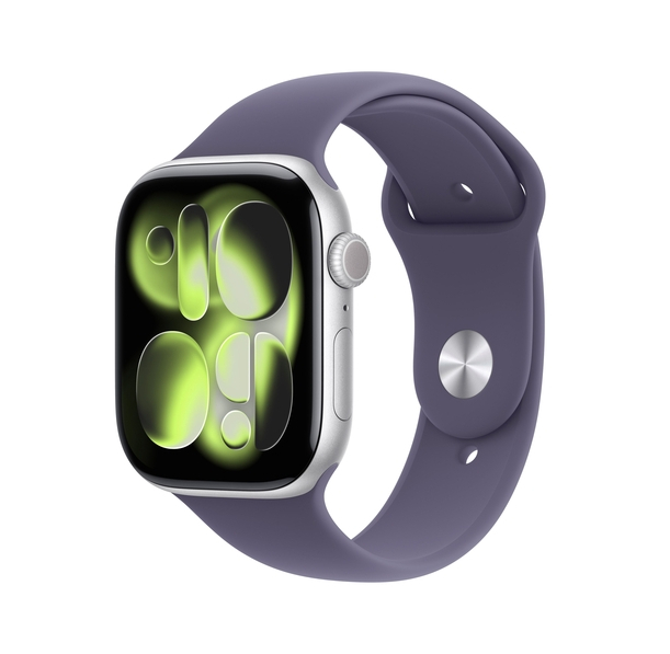 Apple Watch Series 11 GPS + Cellular 42mm Silver Aluminium Case with Purple Fog Sport Band - M/L