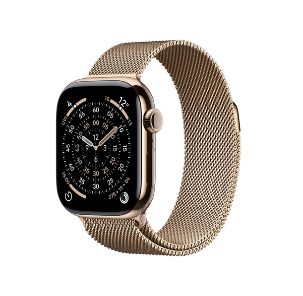 Apple Watch Series 11 GPS + Cellular 46mm Gold Titanium Case with Gold Milanese Loop - S/M