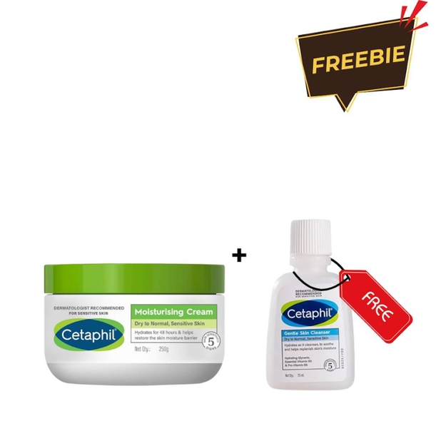 Cetaphil Moisturising Cream for Face & Body - 250 gm + Get FREE 25ml cleanser