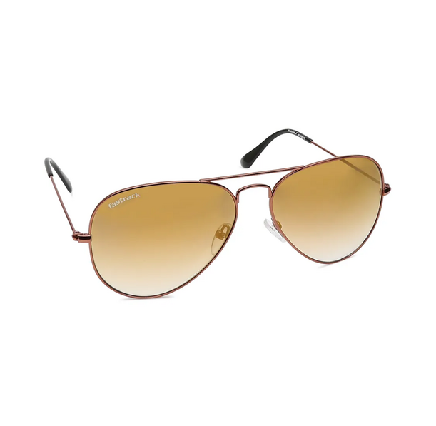 Fastrack Brown Aviator Metal 100 UV Protected Sunglasses for Men - Medium