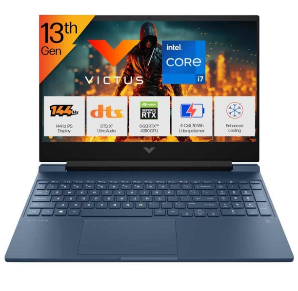 HP Victus Gaming Laptop/13th Generation Intel Core i7-13620H/16 GB DDR4/512 GB SSD/39.6 cms (15.6) diagonal FHD (1920 x 1080) IPS FHD Display/Windows 11 Home/Microsoft Office/15-fa2103TX Blue