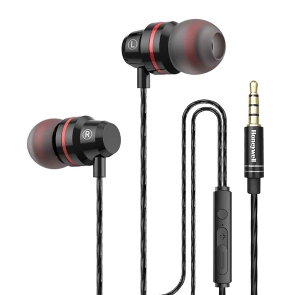 Honeywell Moxie V50 Wired Earphones with Passive Noise Cancellation - Black