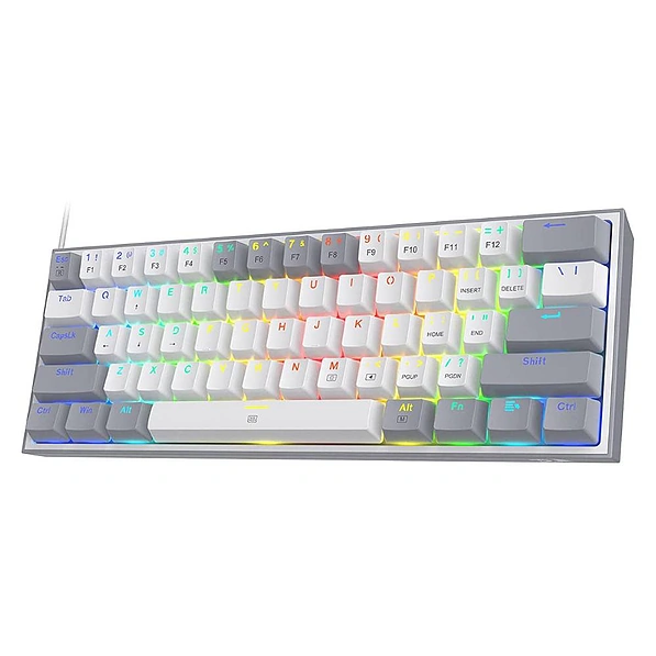 Redragon Fizz K617 60 Wired Mechanical Keyboard with Red Switches - White and Grey