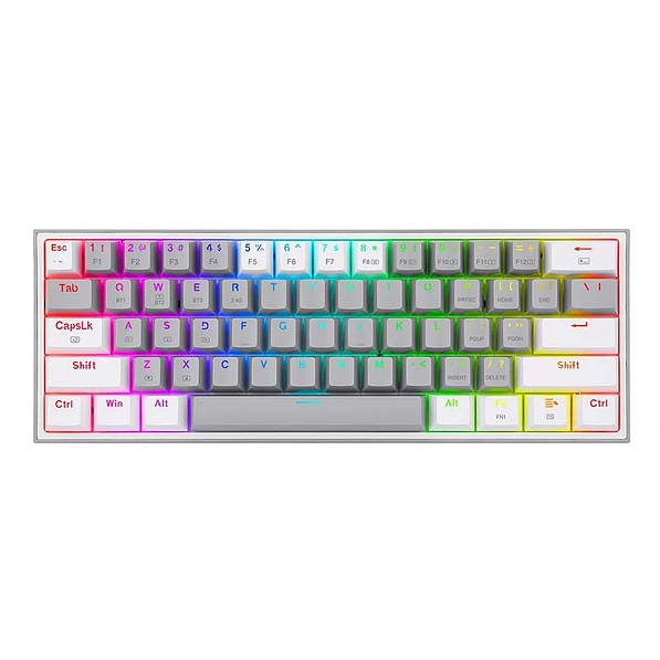 Redragon Fizz Pro K616 60 Mechanical Keyboard (Red Switch) - Grey and White