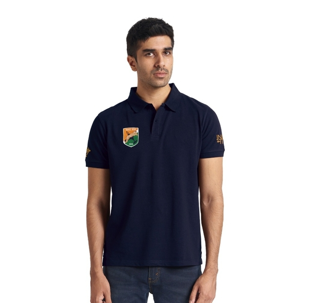 White Tiger Polo T-Shirt - Navy-M