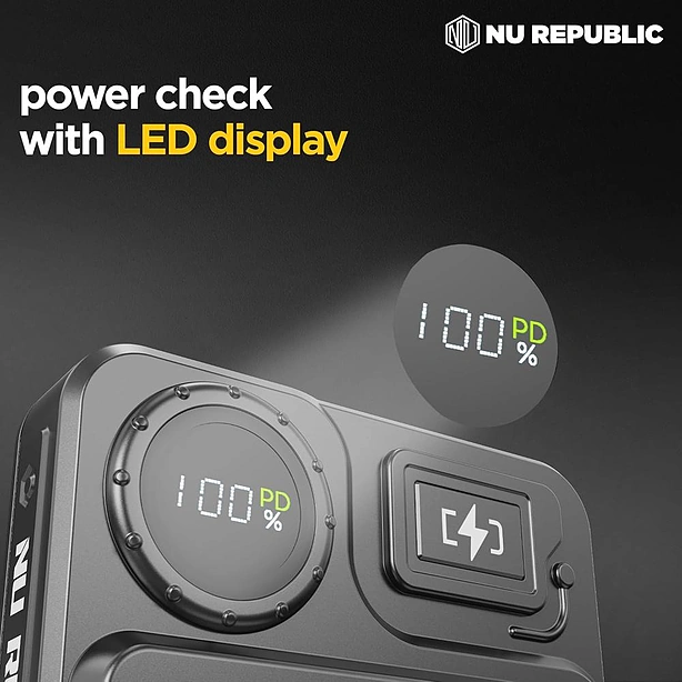 Nu Republic Cybotron Spin 10,000 mAh Magsafe Powerbank with Powerblitz Technology - Metallic Grey